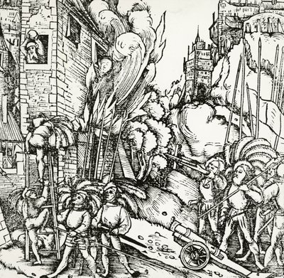 Belejring af Kartago, gravering taget fra Universalis Cosmographia (Universal Kosmologi), af Sebastian Munster (1488-1552). Tyskland af Sebastian Munster
