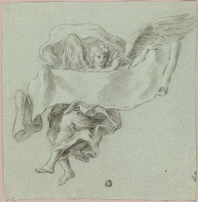 Engel med putti, der bærer objekt af Sebastiano Conca