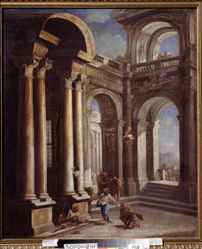 Helbredelsen af ​​den blinde Bartimæus fra Jeriko. Helbredelsen af ​​den blinde mand fra Jeriko. Maleri af Sebastiano Ricci (1659-1734). Olie på lærred. Barok italiensk kunst. Ivan Kramskoy (eller Kramskoi) Fine Arts Museum i Voronezh (Voronezh), Rusland. af Sebastiano Ricci