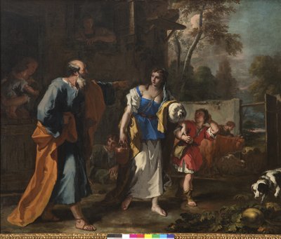 Afvisning af Hagar, ca af Sebastiano Ricci
