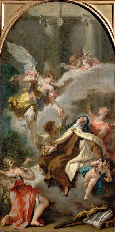 Sankt Teresa af Avilas syn (1515-1582) - Sebastiano Ricci (1659-1734). Olie på lærred, ca 1728. Mål: 71,5x37 cm. Kunsthistorisk museum, Vienne af Sebastiano Ricci