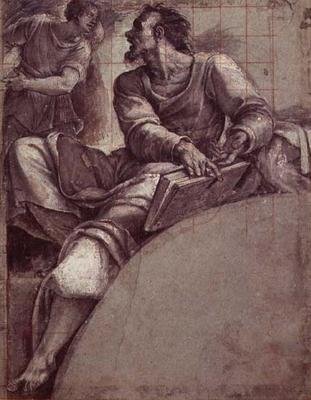 En profet tiltalt af en engel (tryk) af Sebastiano del (c.1485 1547) Piombo