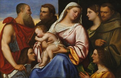 Madonna og barn med hellige og donorer. af Sebastiano del Piombo