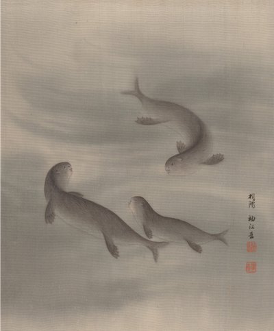Ottere Svømning, ca. 1890-92. af Seki Shuko