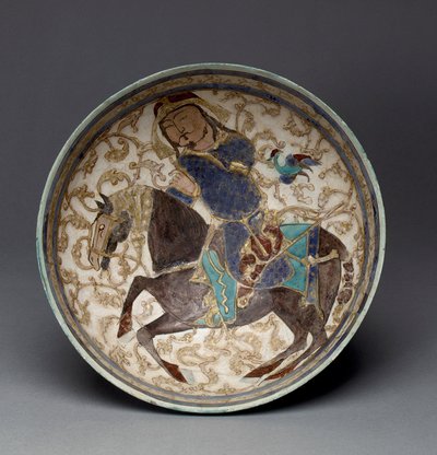 Skål med prins på hesteryg fra Iran (dekoreret stenpasta) af Seljuq Dynasty Seljuq Dynasty