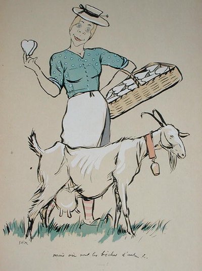 Ostemager og hendes ged, karikatur fra 