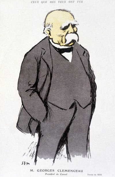 Portræt af Georges Clémenceau - dess. af Sem (1863 - 1934), i ""Fantasio"" af 01/02/1918, no. 265 af Sem