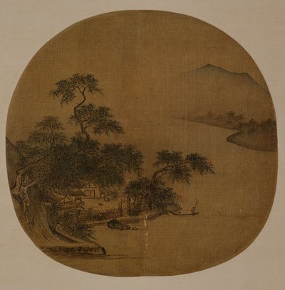 Riverside Retreat, ca. 1250 (blæk og farve på silke) af Sen Xia
