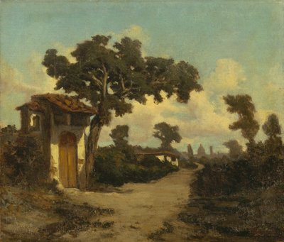 Around Florence, af Serafino De Tivoli (1825-1892), olie på lærred, 31x37 cm af Serafino de Tivoli