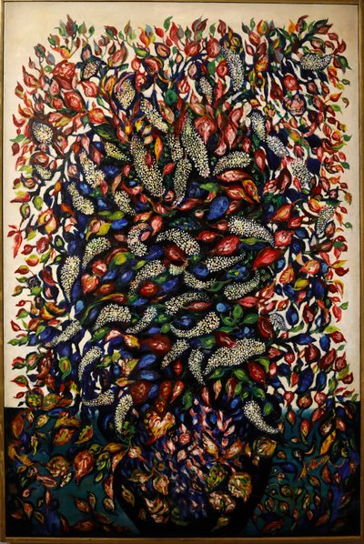 Blomster og frugt, ca. 1920 (olie på lærred) af Seraphine Louis