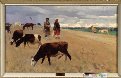 På stubmarken - Maleri af Sergei Arsenyevich Vinogradov (1869-1938), olie på lærred af Sergei Arsenevich Vinogradov