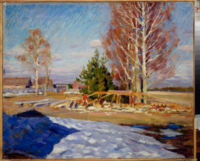 Spring Landscape - Maleri af Sergei Arsenyevich Vinograd (1869-1938), olie på lærred af Sergei Arsenevich Vinogradov