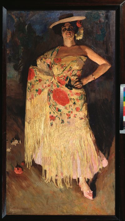 A Dancer - Maleri af Sergei Arsenyevich Vinogradov (1869-1938), olie på lærred af Sergei Arsenevich Vinogradov