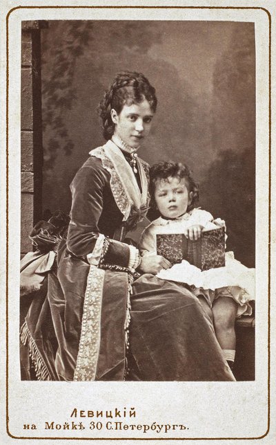 Kejserinde Maria Fyodorovna Dagmar af Danmark 1847-1928 med søn Nicholas Alexandrovich af Rusland, af Sergei Lvovich Levitsky