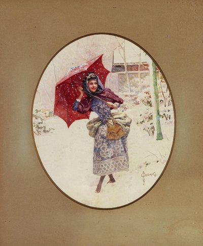 Kvinder går gennem sneen, ca. 1900 af Sergei Sergeyevich Solomko