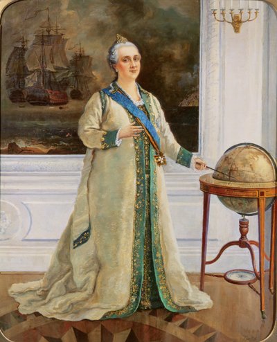 Kejserinde Catherine II (1729-96) i hel marinedragt af Sergei Varlenovich Pen