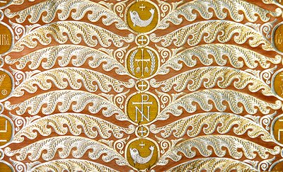 Olovyanishnikov Manufactory Gold Satin, begyndelsen af det 20. århundrede (tekstil) af Sergei Vashkov