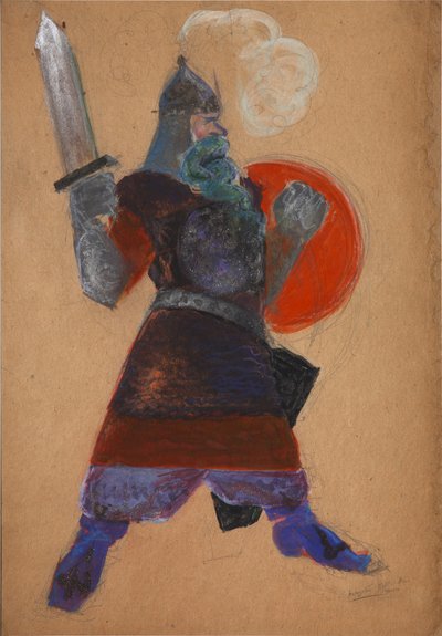 Kostumedesign til operaen Den gyldne Cockerel af N. Rimsky-Korsakov af Sergei Vasilievich Malyutin