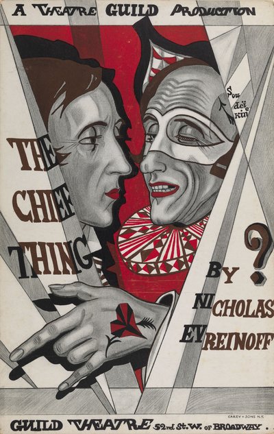 Plakat for The Chief Thing, skuespil af Nikolai Evreinov af Sergei Yurievich Sudeykin