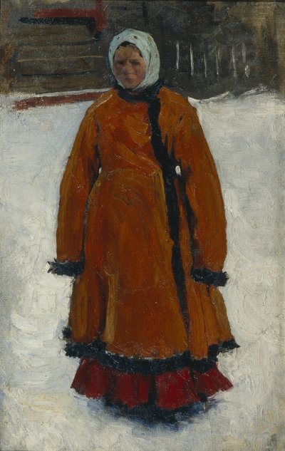 Pigen i den røde pelsfrakke, 1903-1906 af Sergej Vasilevic Ivanov