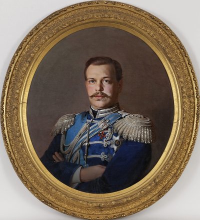 Alexandre III - Portræt af kejser Alexander III (1845-1894) - Peinture de Sergei Konstantinovich Zaryanko (1818-1870), ca 1865 - Olie på lærred, 78x71 - Privat samling af Sergey Konstantinovich Zaryanko