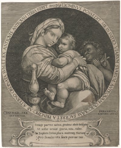 Madonna della sedia Maria med Kristusbarn og Johannes Døberen af Servatius Raeven