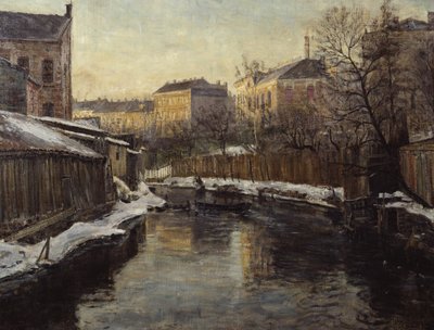 Fra Akerselva (olie på lærred) af Severin Grande