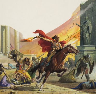 Barbarians at the Gate (gouache på papir) af Severino Baraldi