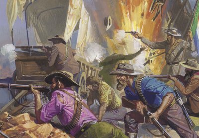 Boerne forsvarer en stilling mod briterne af Severino Baraldi