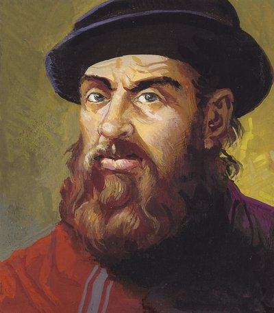 Ferdinand Magellan (gouache på papir) af Severino Baraldi