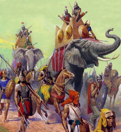 Hannibals elefanter (gouache på papir) af Severino Baraldi