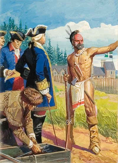 Louis Montcalm i diskussioner med amerikanske indianere af Severino Baraldi