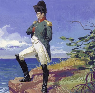Napoleon i eksil på øen St Helena (gouache på papir) af Severino Baraldi