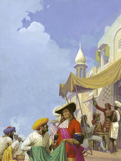 Det engelske ostindiske kompagni (gouache på papir) af Severino Baraldi