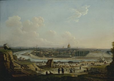 Generel udsigt over Paris, taget fra Chaillot-bakken, 1818 (olie på lærred) af Seyfert