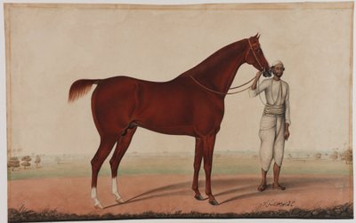 En hest og brudgom, ca. 1840 af Shaik Muhammad Amir of Karraya
