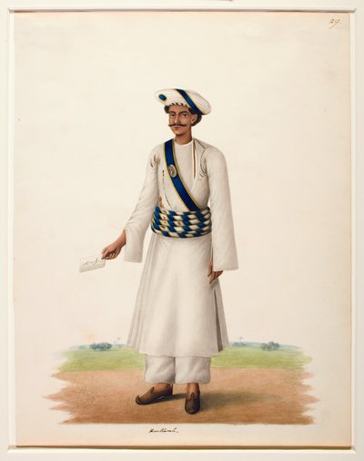 Harkarah med et bogstav, ca. 1846 (ugennemsigtigt wc på papir) af Shaik Muhammad Amir of Karraya