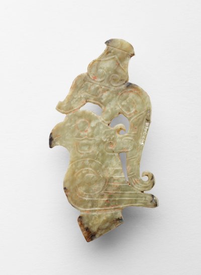 Finale i form af en fugl med drage, ca. 1300-c. 1050 f.Kr. af Shang Dynasty Chinese School