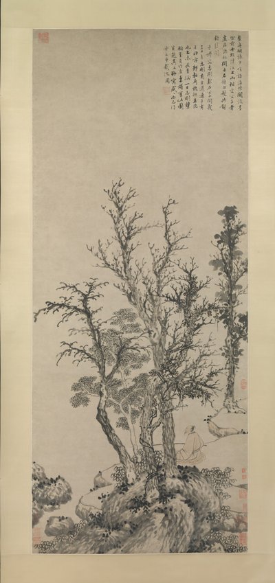 Silent Angler in a Autumn Wood, dateret 1475. af Shen Zhou
