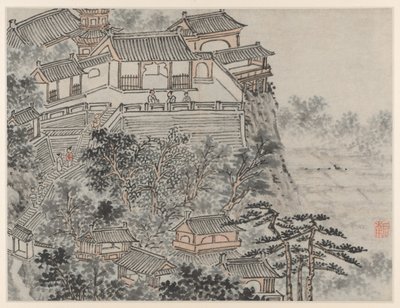 Tolv udsigter over Tiger Hill, Suzhou: The Five Sages Terrace af Shen Zhou