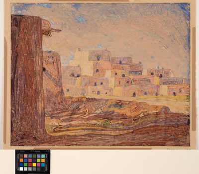 Indian Village, ca. 1928 (monotype på papir) af Sherman Trease