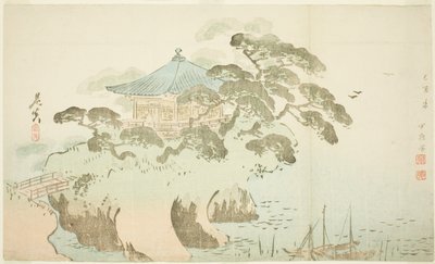 En tempelhal af Shibata Zeshin