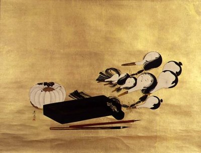 Inro, børster og dukkehoveder, japansk af Shibata Zeshin