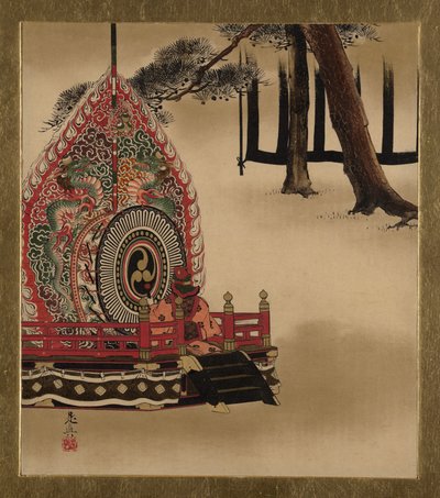 Lakmalerier af forskellige emner: Tromme til Gagaku-dans, 1882. af Shibata Zeshin