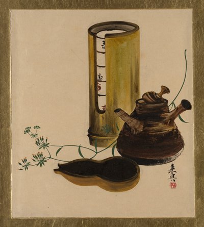 Lakmalerier af forskellige emner: Sencha testel, 1882. af Shibata Zeshin