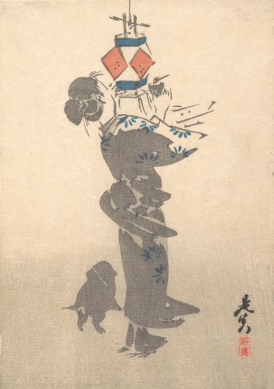 At tænde en hængende lanterne til Obon-festivalen, 1860., 1860. af Shibata Zeshin