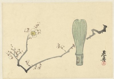Blommeblomst og en tepisker af Shibata Zeshin
