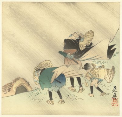 Rejsende i en storm af Shibata Zeshin