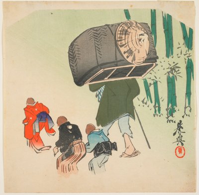 Scene fra den tungeskårne spurv af Shibata Zeshin