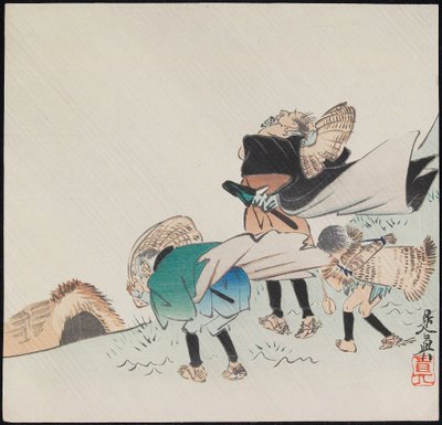 Rejsende i en storm af Shibata Zeshin